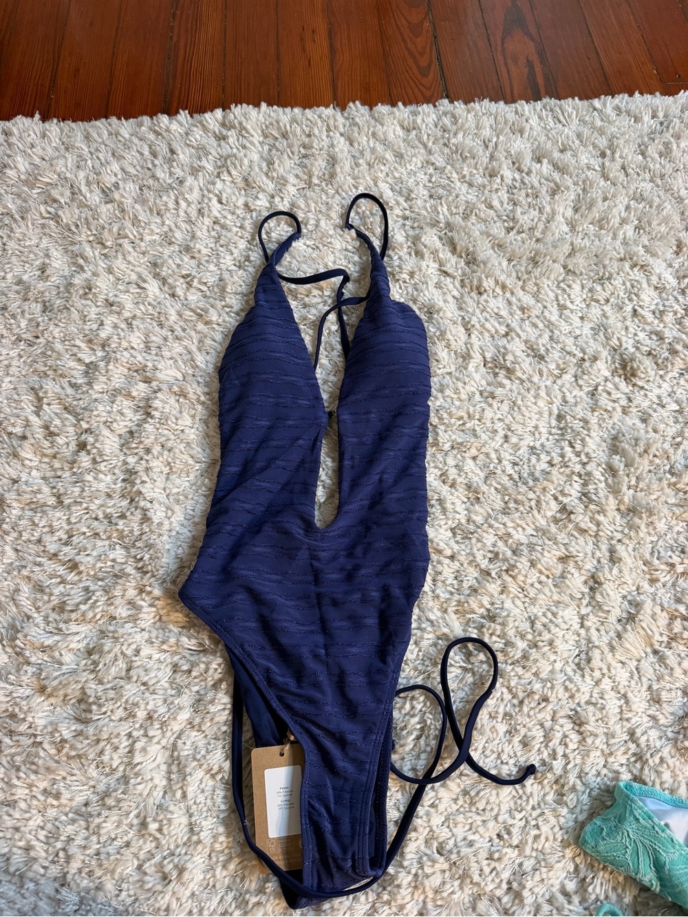 Deep V Navy One-Piece Swimsuit